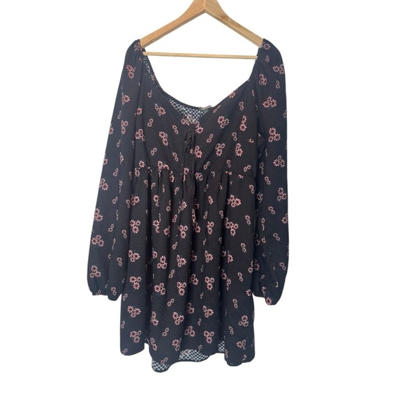 Wild Fable Black Floral Mini Dress XL | Long Sleeve Square - Picture 1 of 2